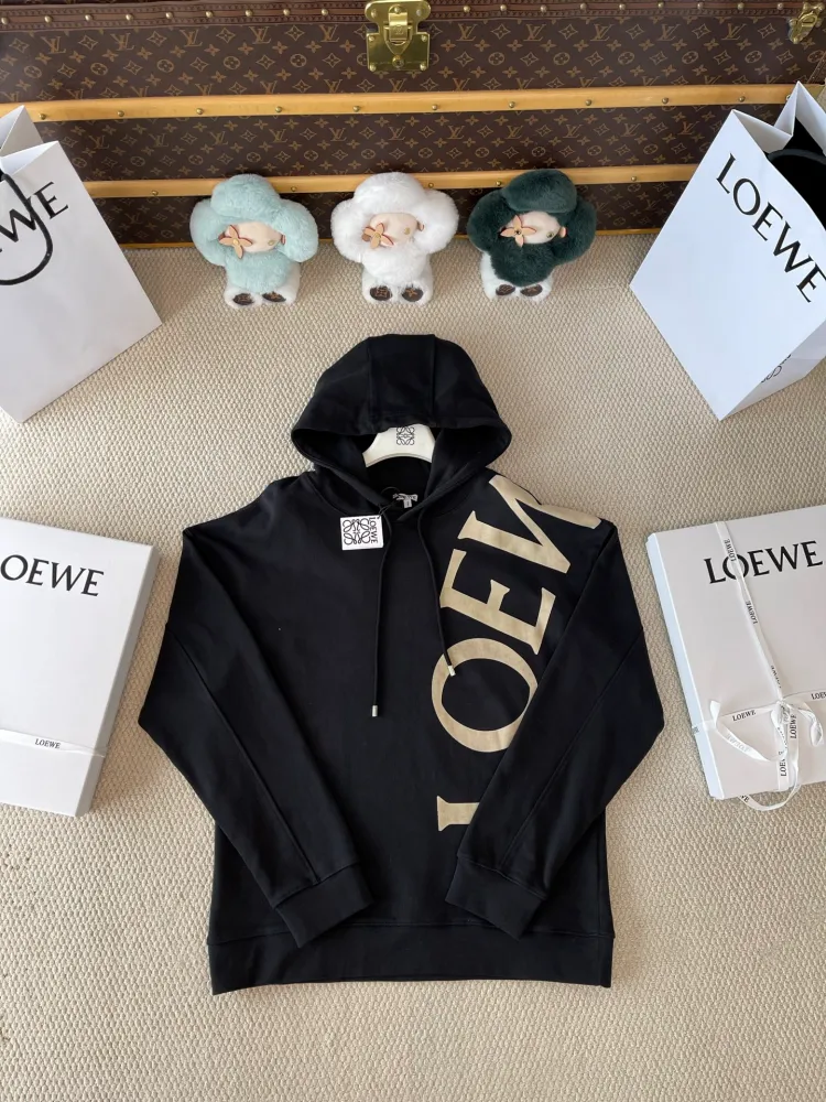 로에베 로고 프린팅 코튼 블렌드 후드