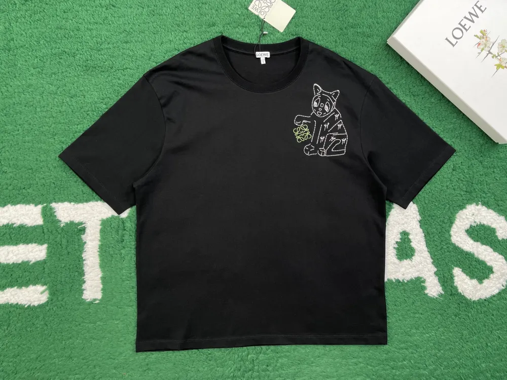 로에베×루이스 웨인 엠브로 이더리 코튼 저지 티셔츠
