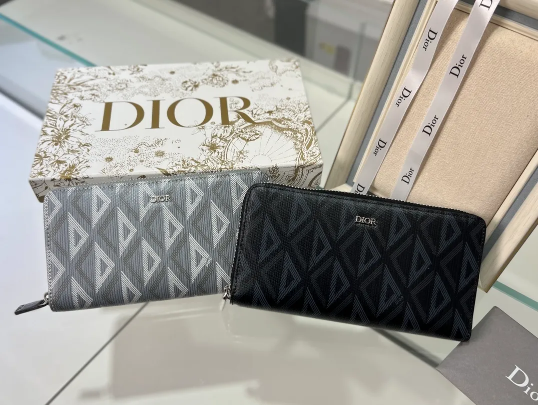 디올 CD 다이아몬드 지퍼 장지갑