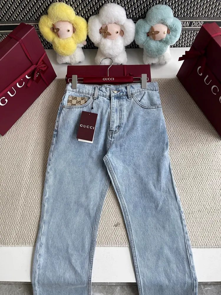 GG 인서트 워시드 데님 팬츠(835219)