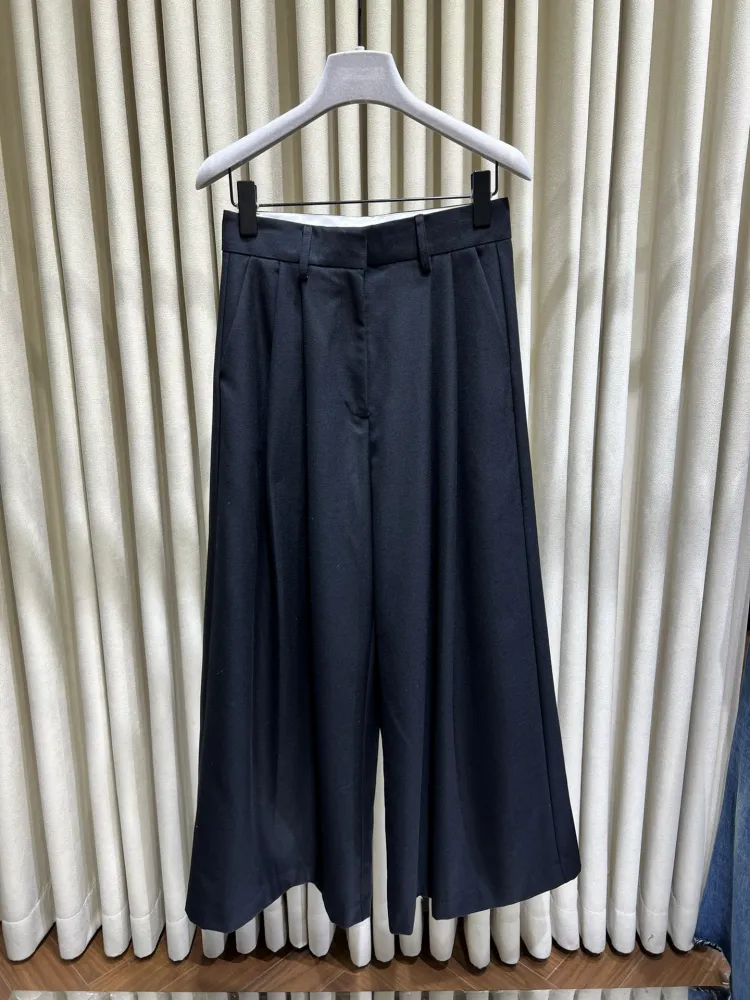 울 와이드 9부 팬츠