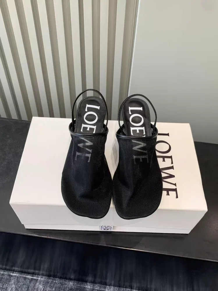 페탈 메쉬 슬링백 힐 샌들