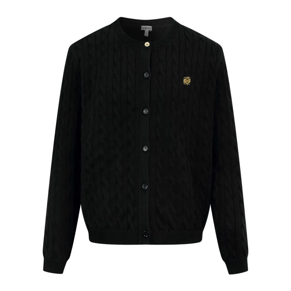 로에베 로고 자수 케이블 니트 가디건