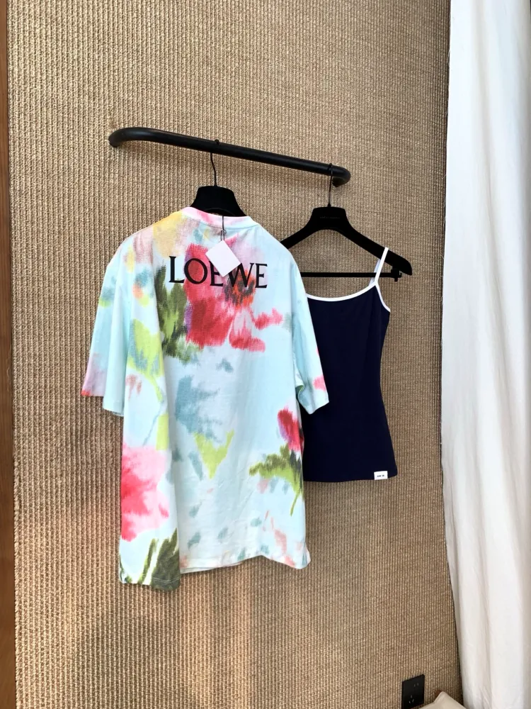 로에베 플로럴 프린트 코튼 티셔츠