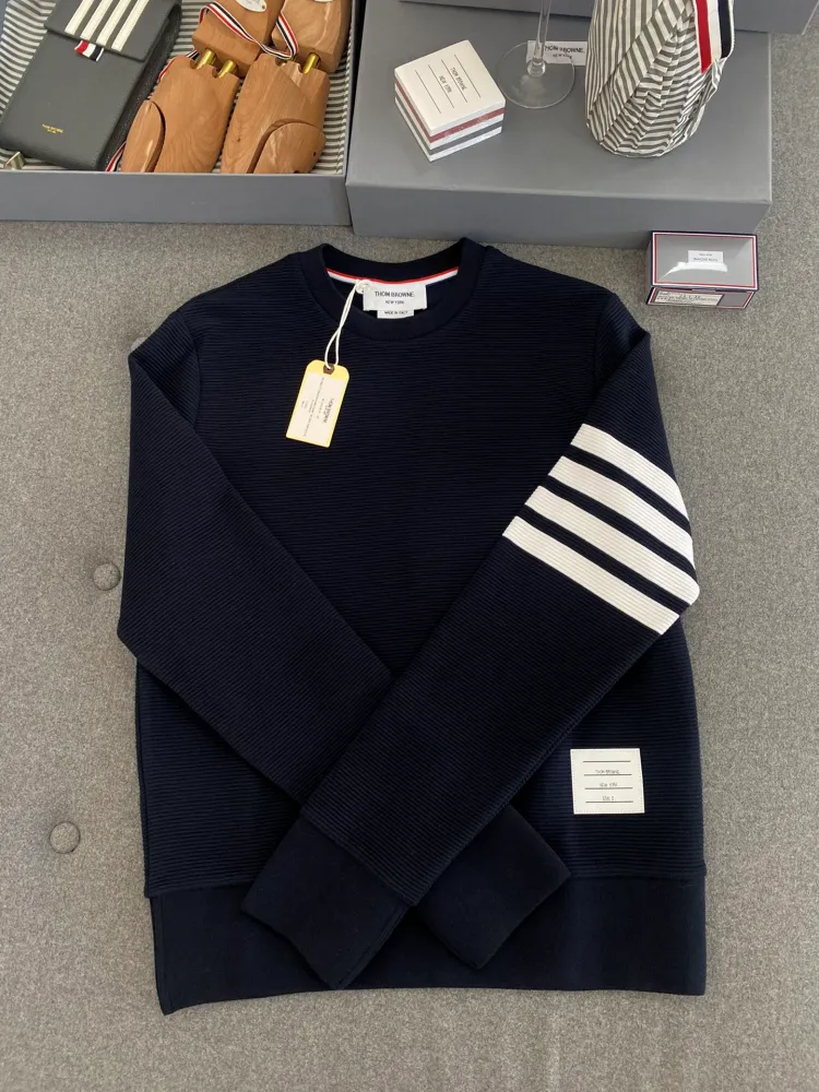 톰브라운 코튼 오토만 사선 스웨트셔츠