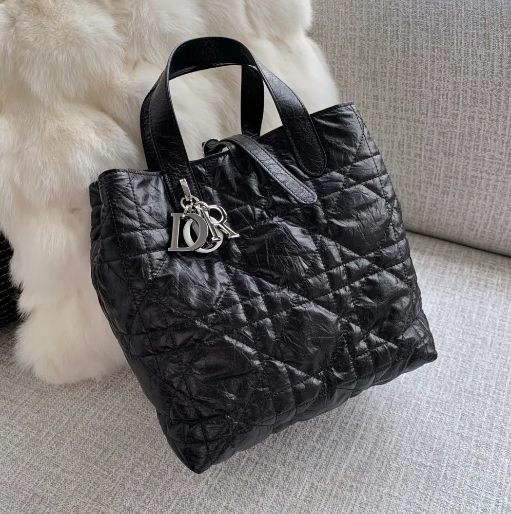 디올 뚜주흐 버티컬 토트백 미디엄 매크로 까나쥬 크링클