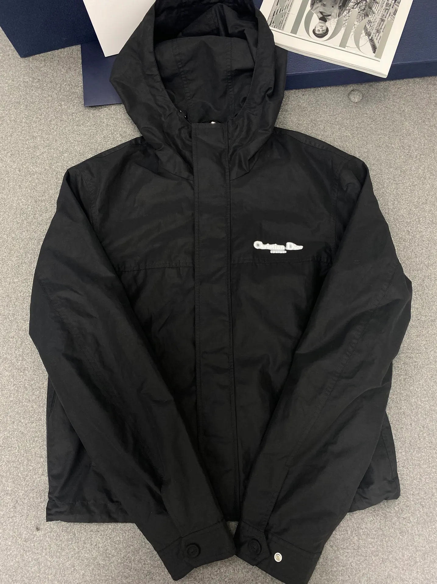 디올 로고 후드 바람막이 점퍼 자켓